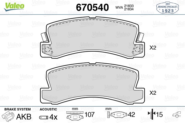 Sada brzdových platničiek kotúčovej brzdy VALEO